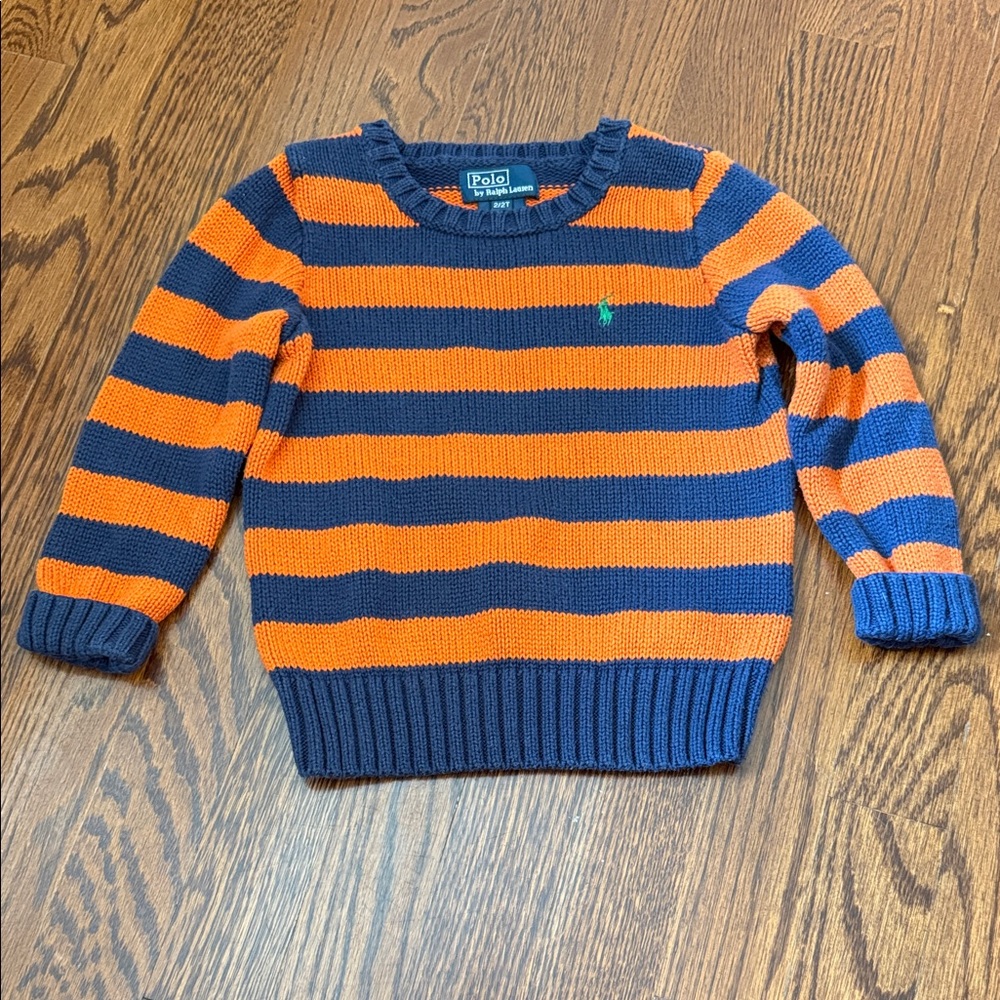 Polo by Ralph Lauren kids Navy and Orange Knit Sweater
